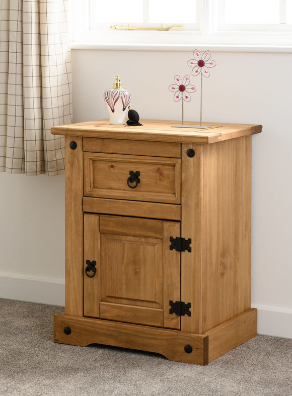 Corona Mexican Pine 1 Drawer 1 Door Bedside