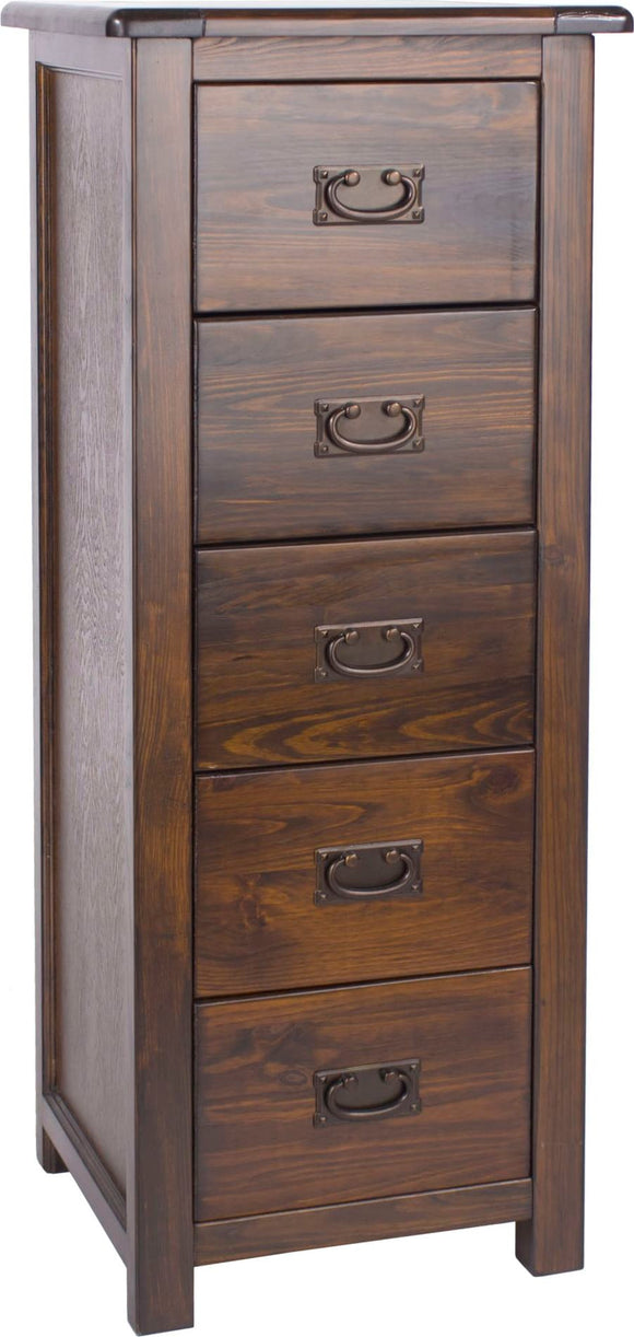 Brondby Pine 5 drawer narrow chest