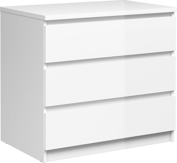 Naia Chest of 3 Drawers in White High Gloss