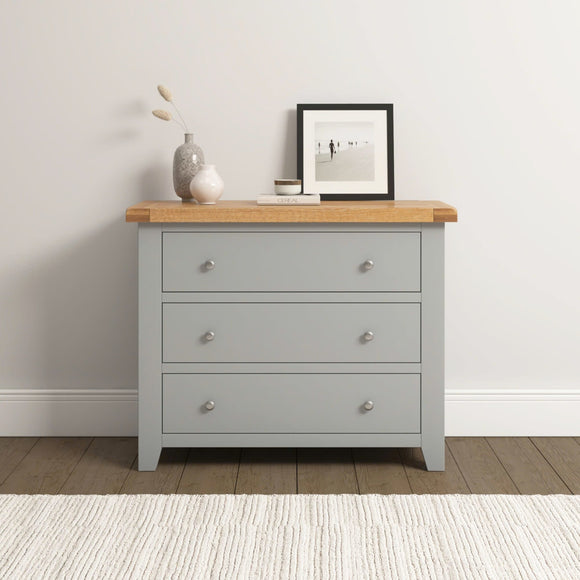 Windsford 3 Drawer Chest - Pebble Grey/Oak