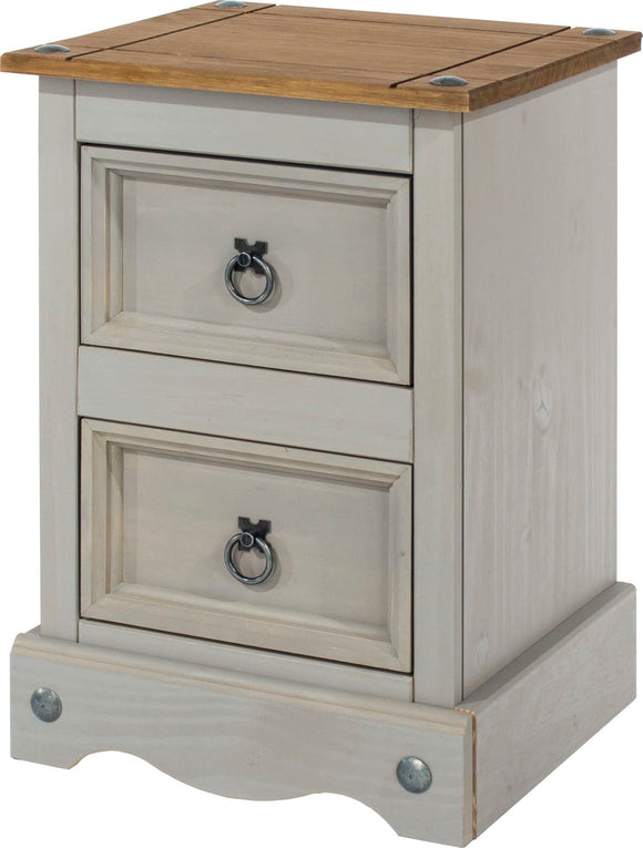 Corona Grey 2 drawer petite bedside cabinet