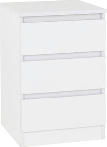 Malbury 3 Drawer Bedside - White