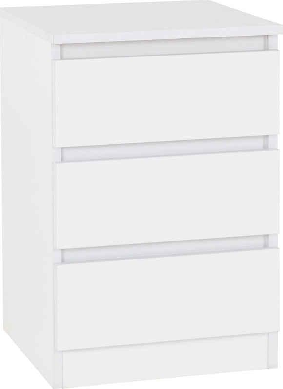 Malbury 3 Drawer Bedside - White