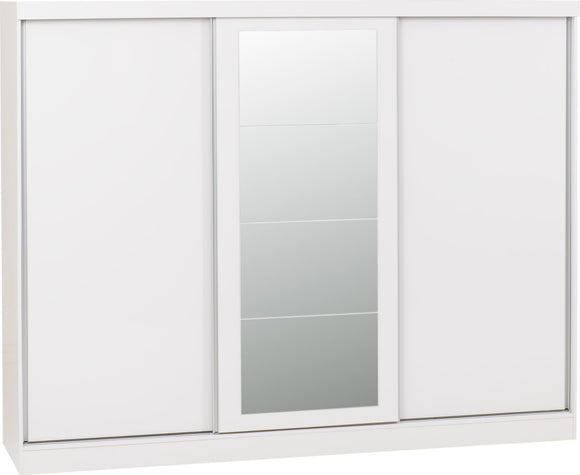 Utah 3 Door Sliding Wardrobe - White Gloss