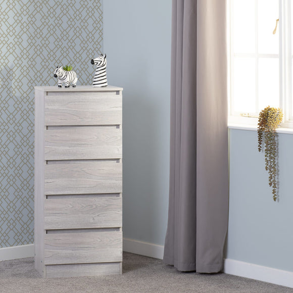 Malbury 5 Drawer Narrow Chest - Urban Snow