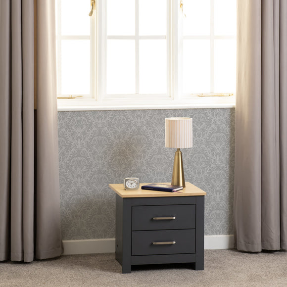Vancouver 2 Drawer Bedside - Grey/Oak Effect