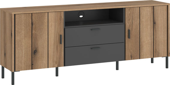 Ardel TV Cabinet 2 Door 2 Drawer 158cm Wide in Oak/Grey
