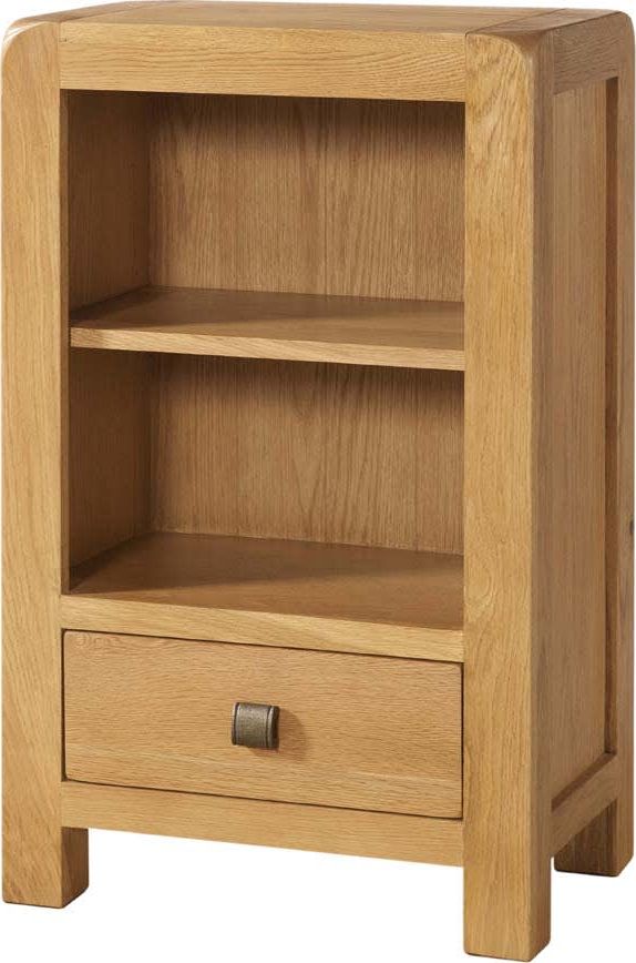 Avebury Oak Low Bookcase With 1 Drawer