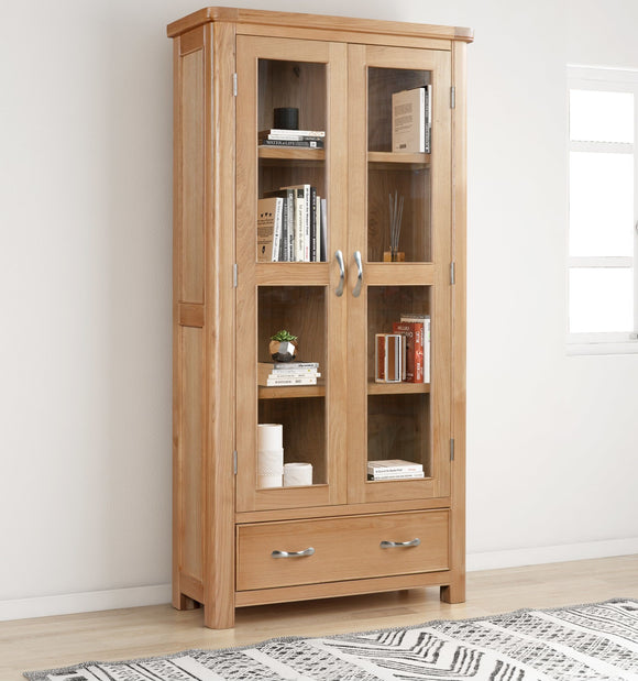 Chatsworth Oak Display Cabinet With Glass Doors