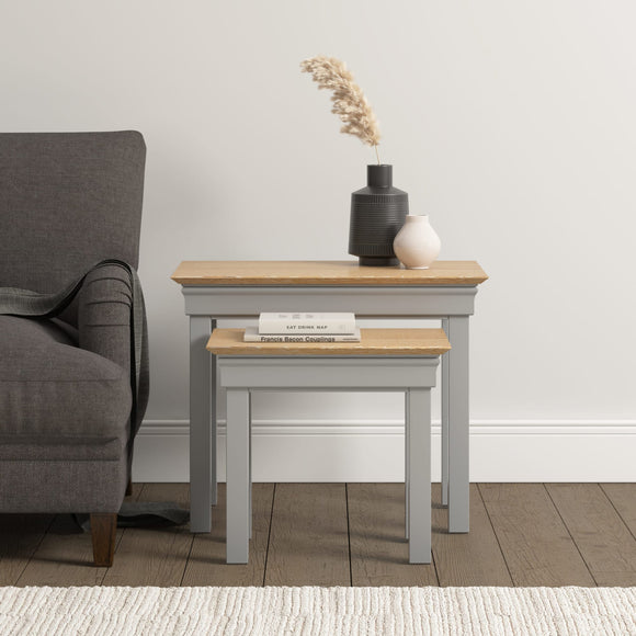 Chateau Nest of 2 Tables - Pebble Grey/Oak