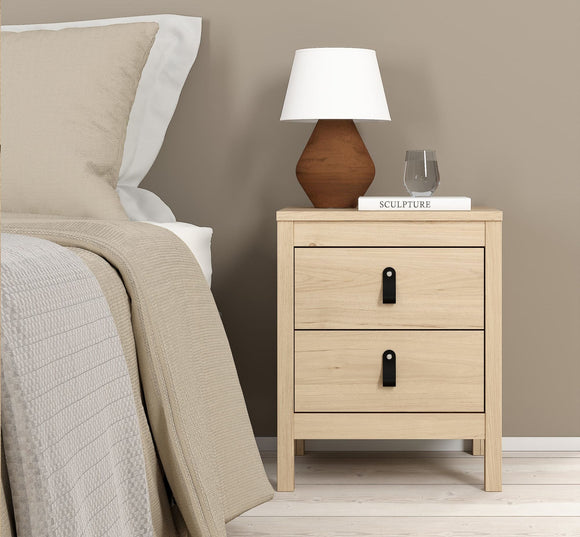 Barcelona Bedside Table 2 Drawers in Jackson Hickory Oak