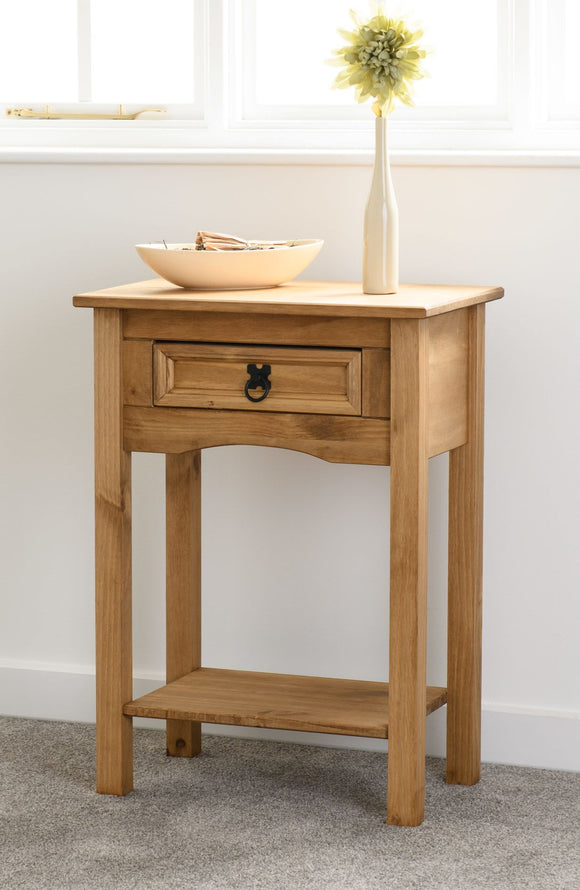 Corona Mexican Pine 1 Drawer Console Table with Shelf
