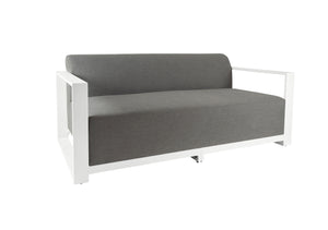 Mambo 2 Seater Sofa - White Aluminium & Light Grey upholstery
