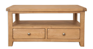 Canberra Oak 2 Drawer Coffee Table - Rustic Finish