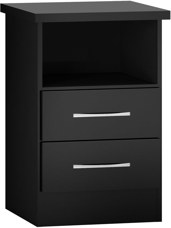 Utah 2 Drawer Bedside - Black Gloss