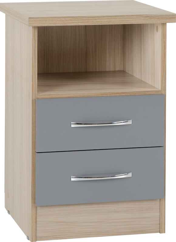Utah 2 Drawer Bedside - Grey & Oak