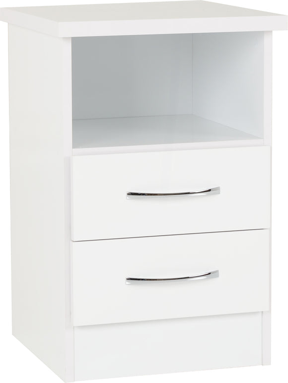 Utah 2 Drawer Bedside - White Gloss