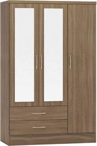 Utah 3 Door 2 Drawer Mirrored Wardrobe - Rustic Oak
