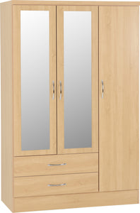 Utah 3 Door 2 Drawer Mirrored Wardrobe - Sonoma Oak
