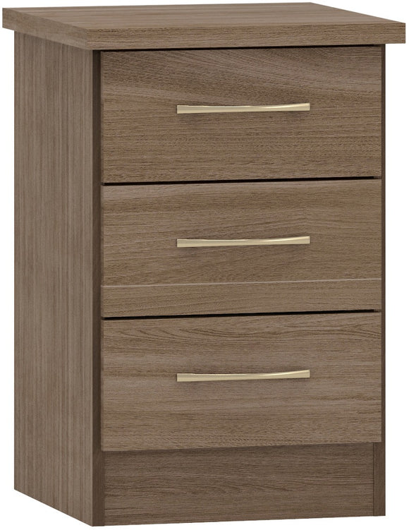 Utah 3 Drawer Bedside - Rustic Oak