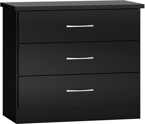 Utah 3 Drawer Chest - Black Gloss