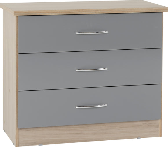 Utah 3 Drawer Chest - Grey & Oak
