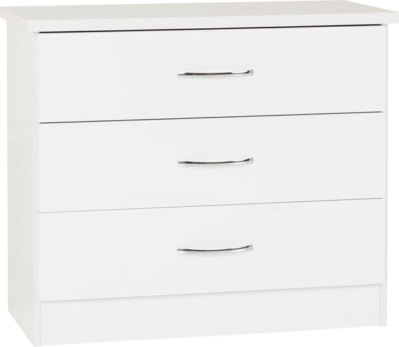 Utah 3 Drawer Chest - White Gloss