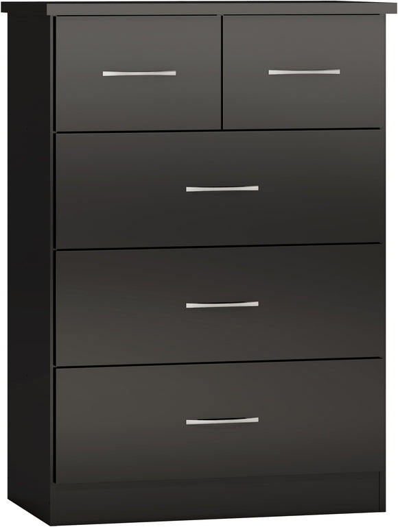 Utah 3 & 2 Drawer Chest - Black Gloss