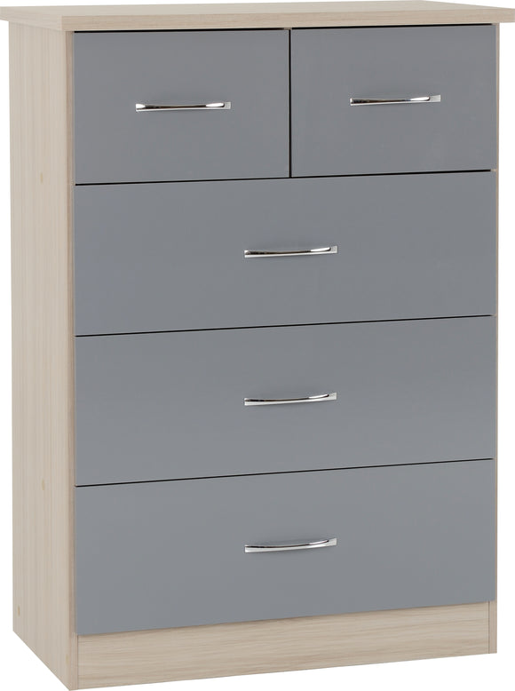 Utah 3 & 2 Drawer Chest - Grey & Oak