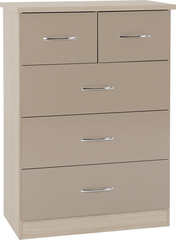 Utah 3 & 2 Drawer Chest - Oyster Gloss & Light Oak