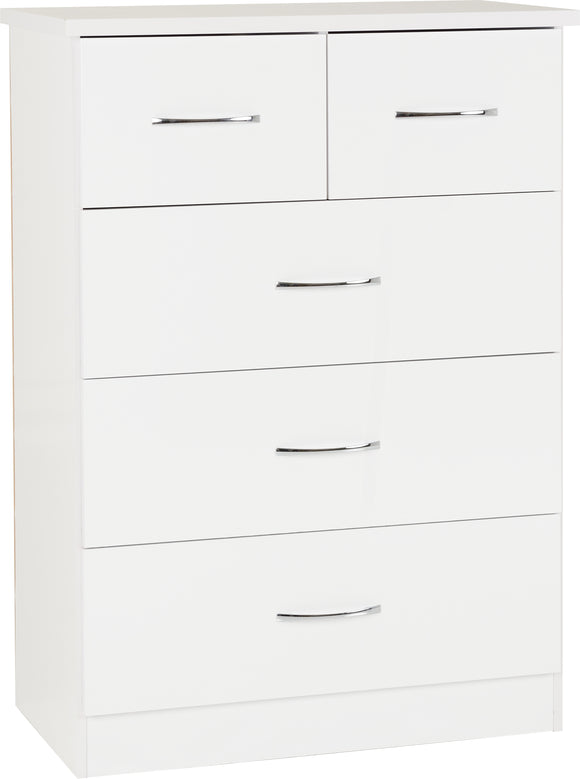 Utah 3 & 2 Drawer Chest - White Gloss