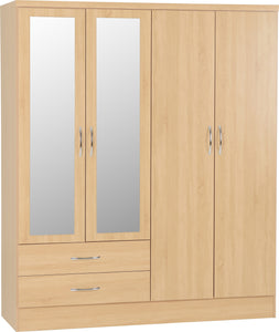 Utah 4 Door 2 Drawer Mirrored Wardrobe - Sonoma Oak