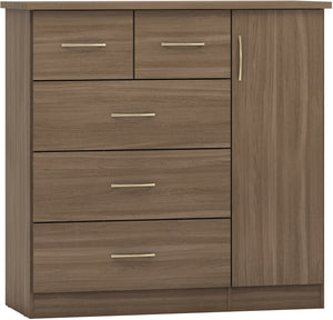 Utah 5 Drawer Low Wardrobe - Rustic Oak