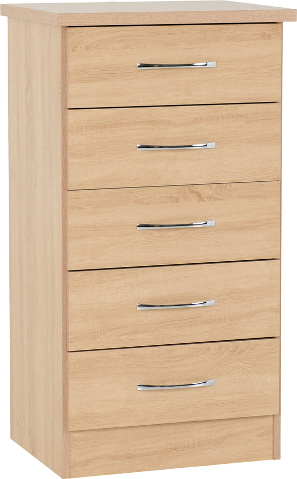 Utah 5 Drawer Narrow Chest - Sonoma Oak