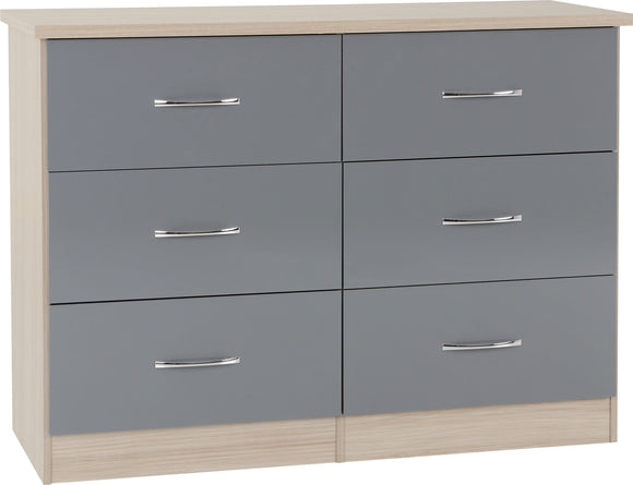 Utah 6 Drawer Chest - Grey & Oak