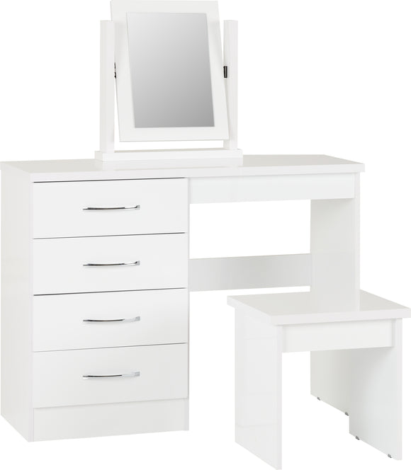 Utah 4 Drawer Dressing Table Set - White Gloss