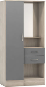 Utah 1 Door Vanity Wardrobe - Grey & Oak