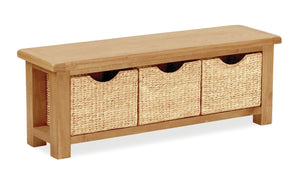 Manor Oak Bench with Baskets