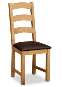 Manor Oak Ladder Chair With Brown PU seat