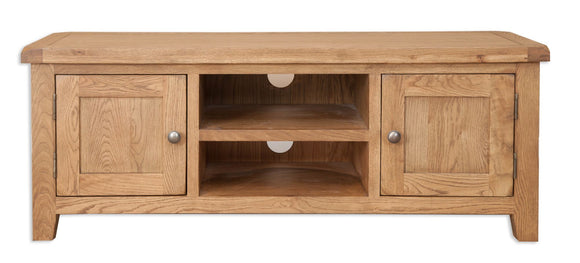 Canberra Oak Plasma TV Unit - Rustic Finish