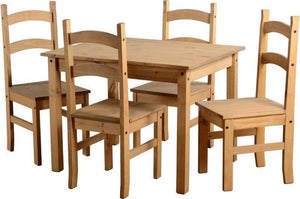 Corona Mexican Pine Budget Dining Set with 4 Chairs