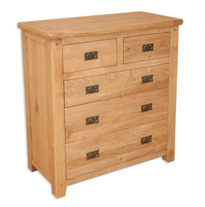 Canberra Oak 2 over 3 Chest of Drawers - Natural Finish