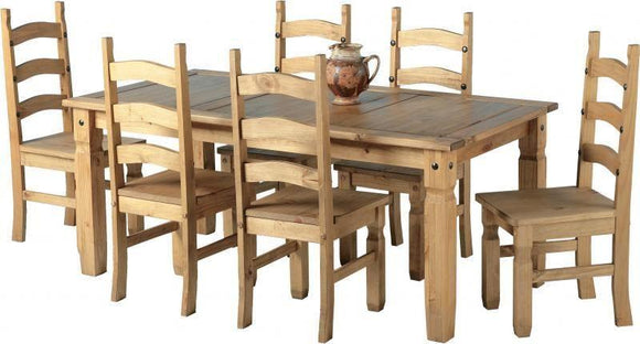 Corona Mexican Pine Dining Set 6' Table with 6 Chairs