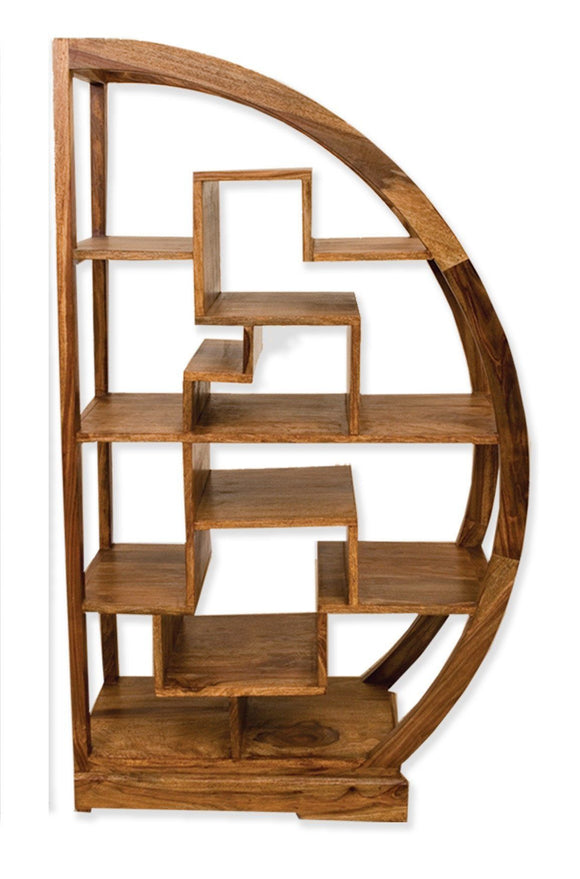 Cube Petite Curved Display Cabinet - Sheesham