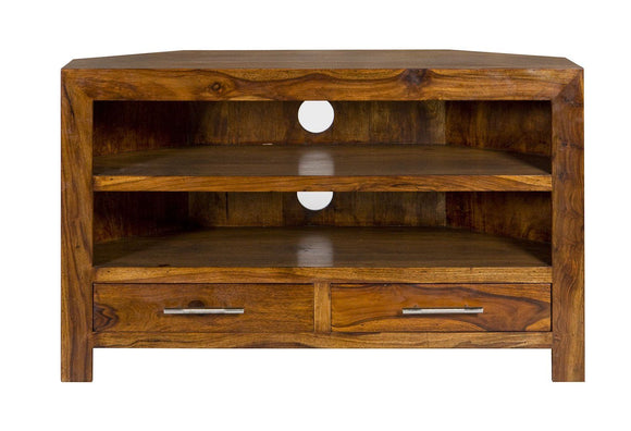 Cube Petite Corner TV Unit - Sheesham