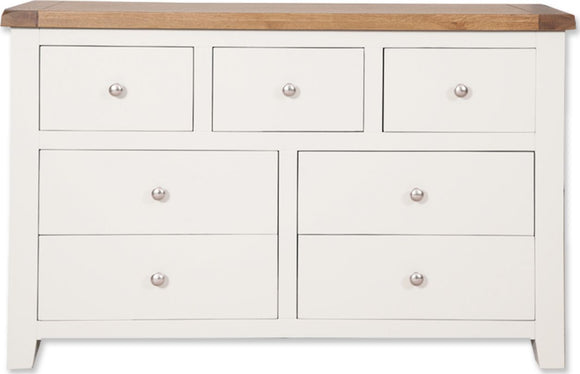 Canberra Painted 7 Drawer Wide Chest - White