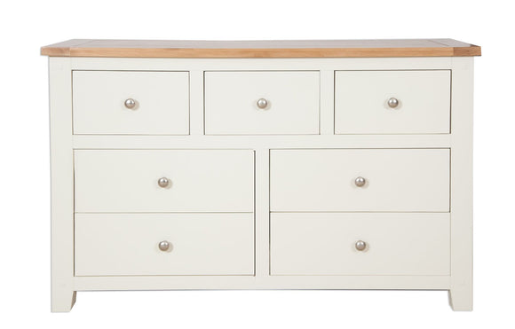 Canberra Painted 7 Drawer Wide Chest - Ivory