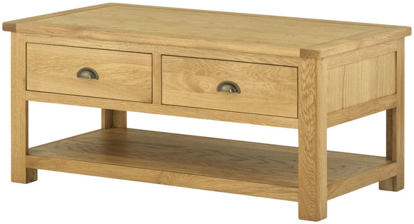 Oregon Oak Coffee Table with Drawers - Oak