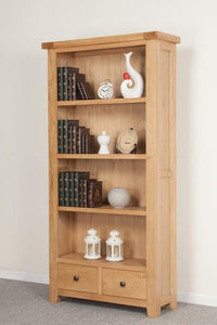 Devonshire Oak 2 Drawer Tall Wide Bookcase