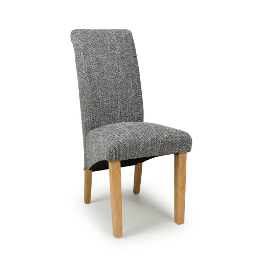 Accent Dining Chairs - Karta Scroll Back - Grey Tweed